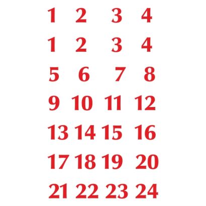Naklejka Świąteczny zestaw cyfr (2 cm.) 