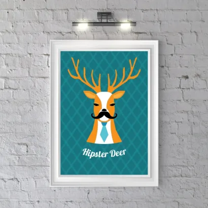 Plakat Hipster Deer (dark blue)