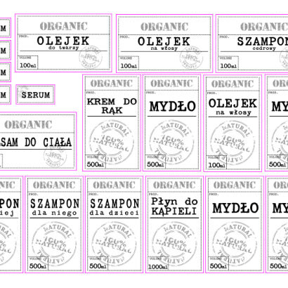 Naklejki drukowane - etykietki łazienkowe (ORGANIC)