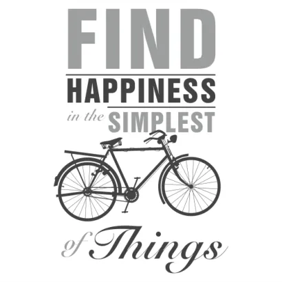 Naklejka dwukolorowa - Znaleźć szczęście w najprostszych rzeczach (rower)