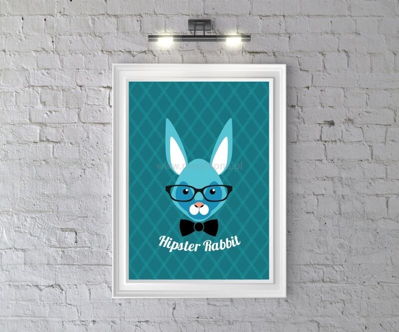 Plakat Hipster Rabbit (dark blue)