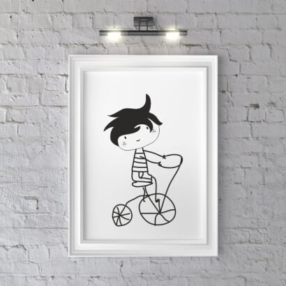 Plakat Kreska Chłopiec na rowerze
