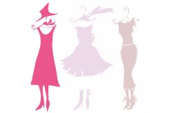 Naklejka Moda Paryska - sukienka z kapeluszem